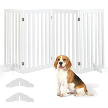 Load image into Gallery viewer, Folding Pet Gate 4 Panels Wooden Freestanding Dog Fence
