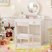 Load image into Gallery viewer, Kids Vanity Table and Chair Set with Mirror
