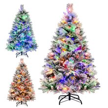 Load image into Gallery viewer, 4.5FT Pre-lit Snow-flocked Artificial Christmas Tree
