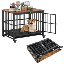 Load image into Gallery viewer, Foldable Dog Crate Furniture with Removable Tray Heavy-duty Chew-resistant Dog Kennel
