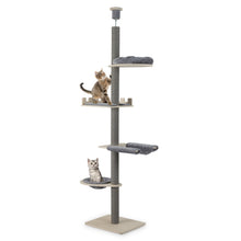 Load image into Gallery viewer, Floor to Ceiling Cat Tree, 5 Tier Tall Cat Tower with 236-271cm Adjustable Height
