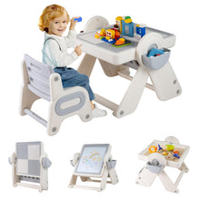 Load image into Gallery viewer, 6-in-1 Multi-activity Children Table &amp; Chair Folding Art Easel Set
