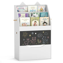 Load image into Gallery viewer, Kids Bookshelf, Wooden Children Bookcase with Chalkboard

