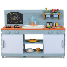 Load image into Gallery viewer, Kids Play Kitchen Set with Chalkboard and Faucet and Sink
