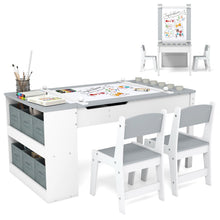 Load image into Gallery viewer, Kids Wooden Toddler Craft Easel Desk with 2-Tier Open Shelf
