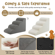 Load image into Gallery viewer, 4-Tier Foam Dog Ramp with Washable Zippered Cover and Silicone Paw Prints

