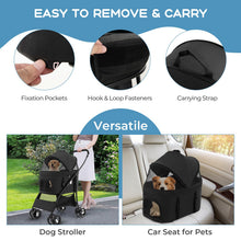 Load image into Gallery viewer, Foldable Pet Stroller with 4-Level Adjustable Canopy and Storage Basket
