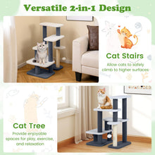 Load image into Gallery viewer, Cat Stairs, 2-in-1 Cat Tree Tower Pet Steps with Sisal Scratching Posts
