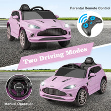 Load image into Gallery viewer, Kids Ride on Car, 12V Battery Powered Licensed Aston Martin DBX Toy Car with Remote Control (Pink)
