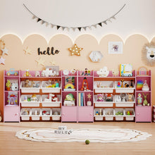 Load image into Gallery viewer, 142 cm Large Toy Storage Organizer with 8 Removable Bins and Bookshelf
