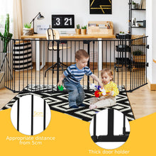 Load image into Gallery viewer, 5 Panel Safety Gate Fireplace Barrier Hearth Gate with Walk-Through Door
