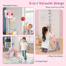 Load image into Gallery viewer, 3-in-1 Height Adjustable Basketball Stand with Football Goal and Ring Toss
