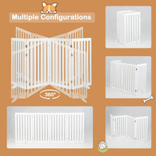 Load image into Gallery viewer, Folding Pet Gate 4 Panels Wooden Freestanding Dog Fence
