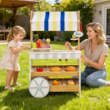 Load image into Gallery viewer, Kids Ice Cream Cart, 2 in 1 Wooden Grocery Store Playset
