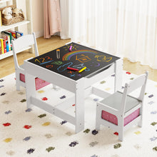 Load image into Gallery viewer, Kids Table Chair Set with Double Side Tabletop Table and Storage Box
