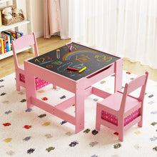 Load image into Gallery viewer, Kids Table Chair Set with Double Side Tabletop Table and Storage Box
