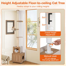 Load image into Gallery viewer, Floor to Ceiling Cat Tree, 256-275 cm Height Adjustable Cat Tower

