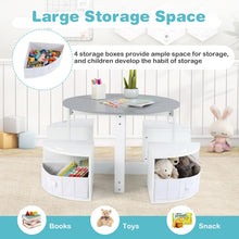 Load image into Gallery viewer, Kids Table with 4 Chairs, Wooden Children Activity Desk with 4 Storage Stools
