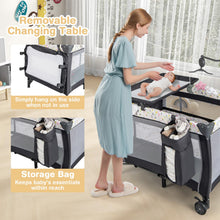 Load image into Gallery viewer, 3 in 1 Portable Travel Cot, Folding Baby Bassinet and Activity Playpen with Changing Table
