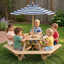 Load image into Gallery viewer, 6 Seat Kids Picnic Bench Set with Removable Adjustable Umbrella
