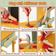 Load image into Gallery viewer, Kids Workbench, Wooden Play Workbench with Chalkboard, Storage Shelf
