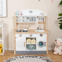 Load image into Gallery viewer, Wooden Kids Play Kitchen Set with Microwave Oven and Washing Machine
