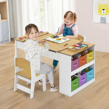 Load image into Gallery viewer, Kids Wooden Toddler Craft Easel Desk with 2-Tier Open Shelf
