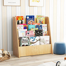 Load image into Gallery viewer, 4-Tier Wooden Children Bookshelf with Deep Compartments
