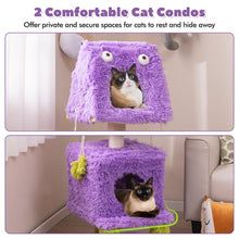 Load image into Gallery viewer, Cat Tree, 111cm Monster-Themed Cat Tower with 2 Cat Condos, Sisal Scratching Post and Hanging Sound-Making Toys
