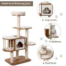 Load image into Gallery viewer, 5-Tier Wooden Cats Play Tower with Perch Platform Condo
