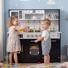 Load image into Gallery viewer, Kids Play Kitchen, Wooden Pretend Toy Kitchen with Realistic Lights &amp; Sounds
