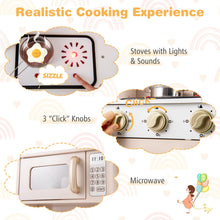 Load image into Gallery viewer, Wooden Kids Kitchen, Height Adjustable Toy Kitchen with Stoves, Microwave, Oven, Storage Shelves
