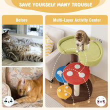 Load image into Gallery viewer, Cat Tree, 94cm Mushroom Cat Climbing Tower with Scratching Posts, Padded Top Perch
