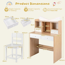 Load image into Gallery viewer, Kids Study Desk and Chair Set with Open Shelves and Cork Bulletin Board
