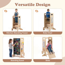 Load image into Gallery viewer, Toddler Step Stool Wooden Kids Standing Tower with Safety Rails
