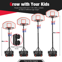 Load image into Gallery viewer, Portable 5.4FT-7FT Adjustable Basketball Backboard Hoop Net System
