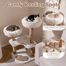 Load image into Gallery viewer, Wooden Cat Tree, Multi-Layer Cats Tower with Jute Scratching Posts &amp; Top Perch
