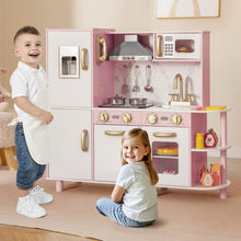 Load image into Gallery viewer, Kids Kitchen Playset Pretend Wooden Play Kitchen with Apron for 3+ Years Old
