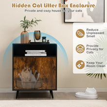 Load image into Gallery viewer, Cat Litter Box Enclosure, Wooden Hidden Kitty Washroom with Shelves
