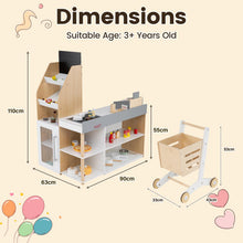 Load image into Gallery viewer, Kids Grocery Store Playset Wooden Pretend Play Supermarket with Shopping Cart
