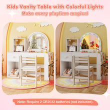 Load image into Gallery viewer, Kids Vanity Table and Chair Set, Children Study Desk with Lighted Mirror
