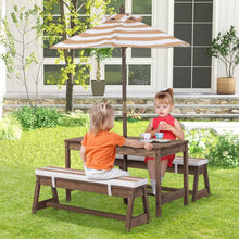 Load image into Gallery viewer, Kids Picnic Table with Cushions and Umbrella
