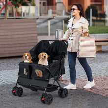 Load image into Gallery viewer, Double Pet Stroller, Foldable Dog Travel Pushchair Cat Buggy with 2 Carriers
