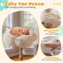 Load image into Gallery viewer, 122 CM Tall Real Wood Branch Kitten Tower with Flower Perch and 2 Wicker Baskets
