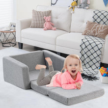 Load image into Gallery viewer, 2 in 1 Kids Sofa Chair, Upholstered Children Fold out Couch with Washable Sofa Cover
