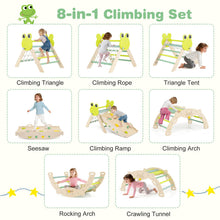 Load image into Gallery viewer, Toddler Climbing Frame, Kids Wooden Climber Toys Set with Arch, Reversible Ramp

