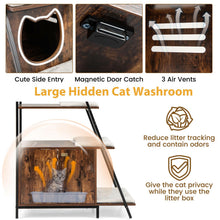 Load image into Gallery viewer, Cat Litter Box Enclosure, Indoor Hidden Privacy Kitty Washroom with Ladder Shelf, Removable Cushions &amp; Side Entry
