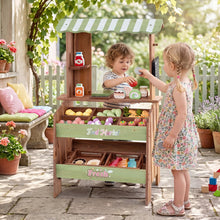 Load image into Gallery viewer, Wooden Kids Grocery Store Playset with Chalkboard | Indoor Outdoor Farm Market Stand
