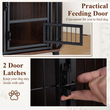 Load image into Gallery viewer, Corner Dog Crate Metal Frame Dog Cage with Feeding Door and Lockable Door
