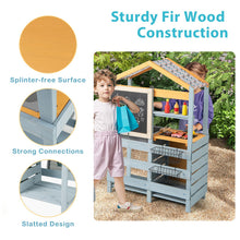 Load image into Gallery viewer, Kids Mud Kitchen, Double-Sided Pretend Play Kitchen Grocery Store with Removable Sink
